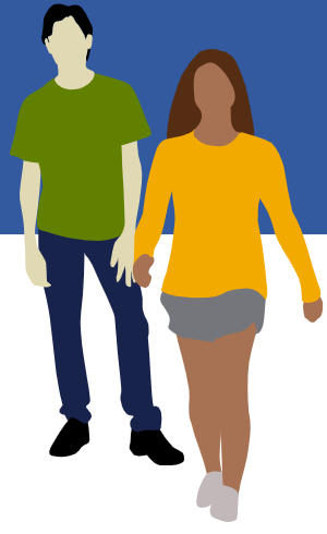 Man and woman walking