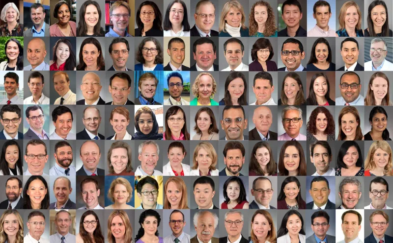 Collage of ninety eight men and women's heads