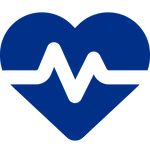 Heart with a pulse line inside of it inside a circle