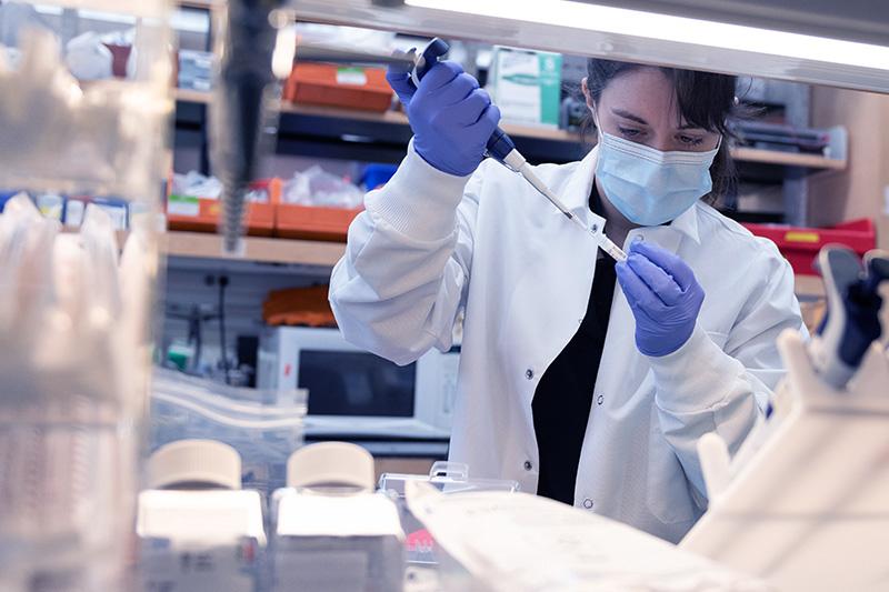 woman in lab running test