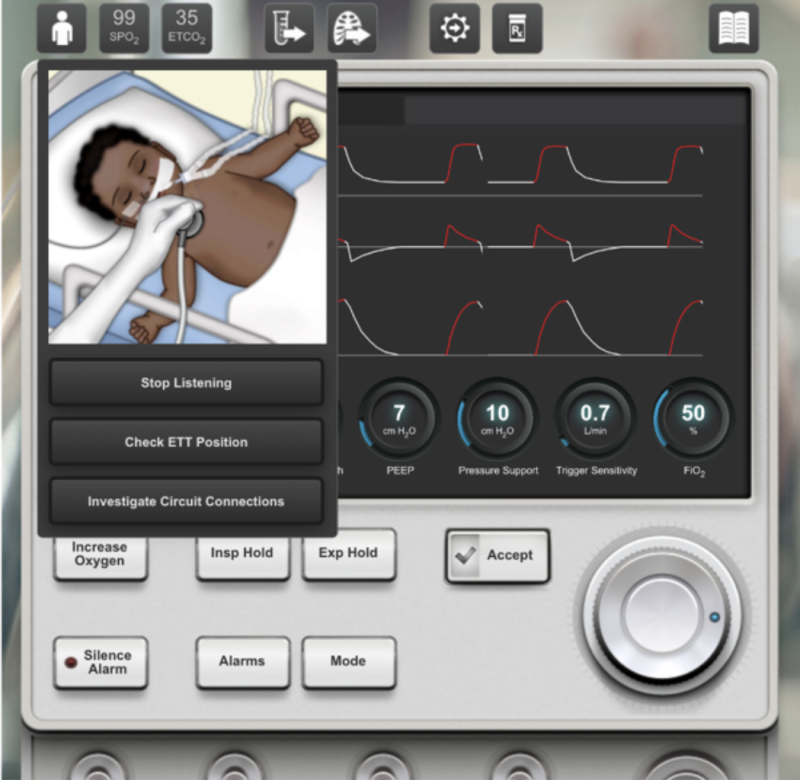 A baby is shown in a hospital bed in front of an image of screen that is monitoring him.
