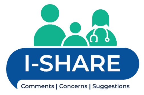 I-share logo with words comments concerns suggestions underneath.