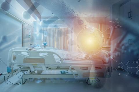 Bright light shines into room with hospital bed