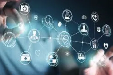 Hands touching digital screen